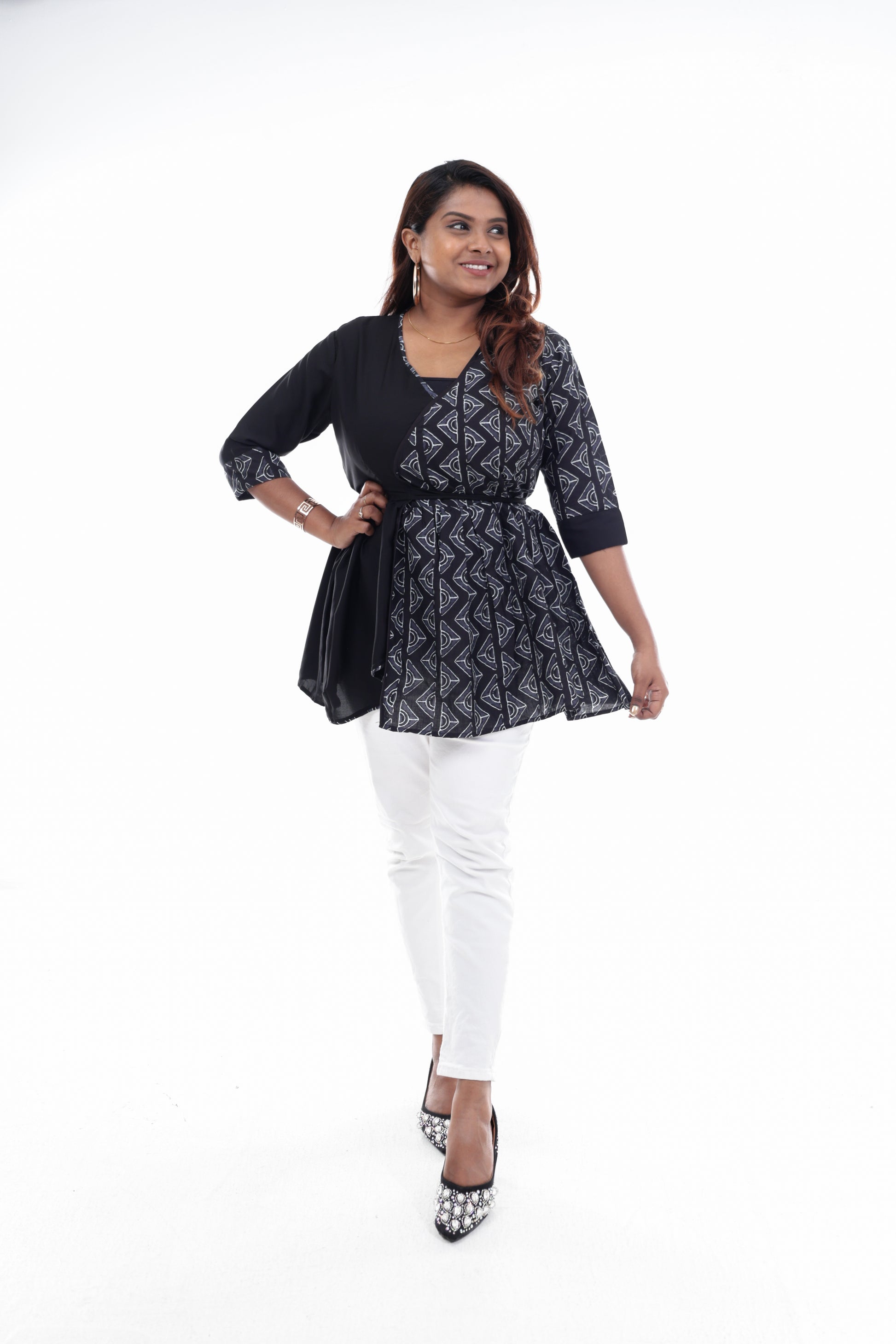 Geometric Elegance Plus Size Blouse