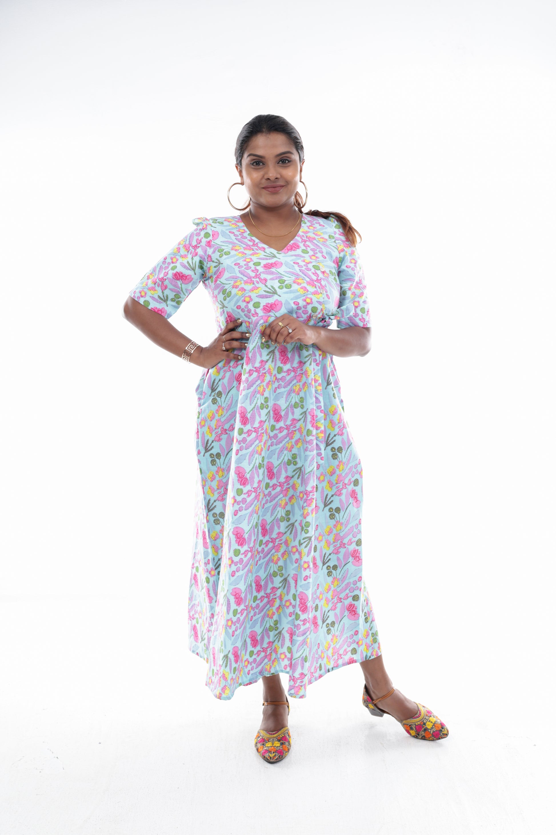 Pastel Floral Wrap Maxi Dress