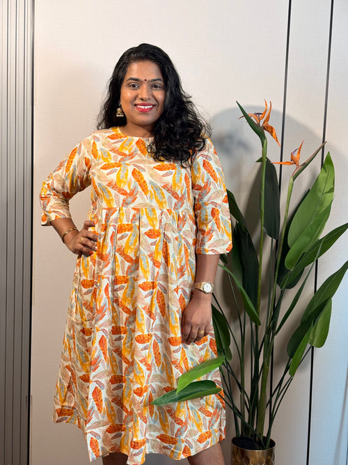 Autumn Leaf Grace Dress | Cotton Plus Size