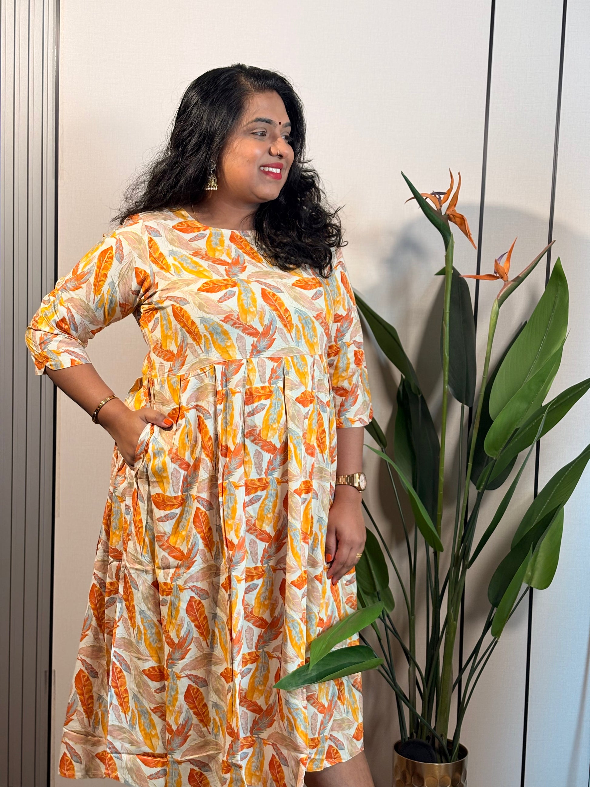plus size dress cotton Autumn Leaf Grace Dress