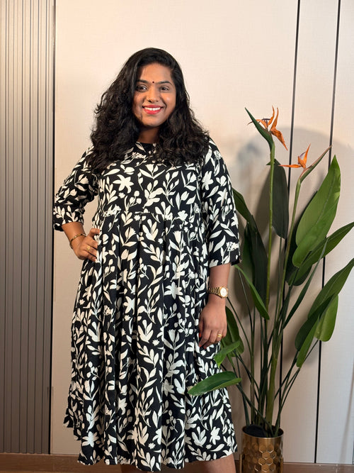 Black Floral Flow Dress