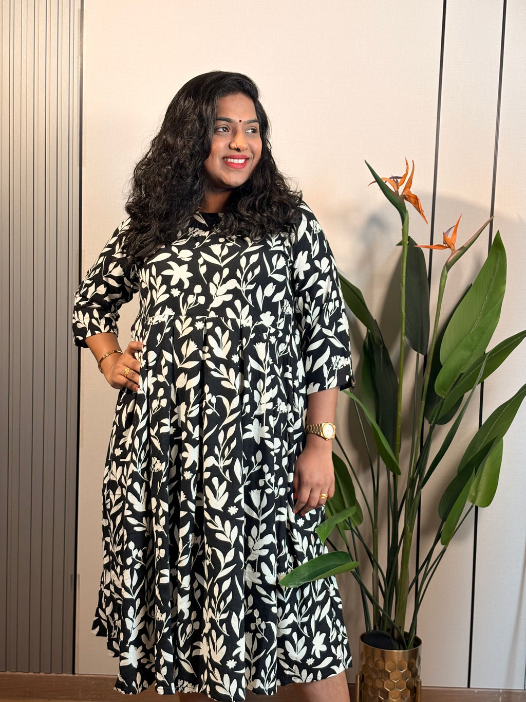 Black Floral Flow Dress