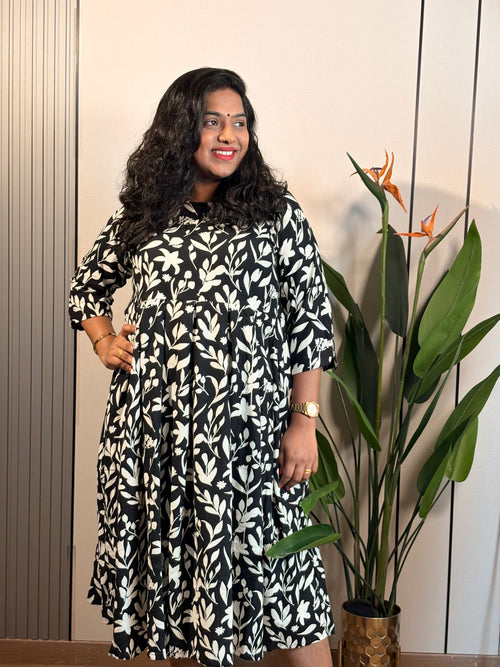 Black Floral Flow Dress