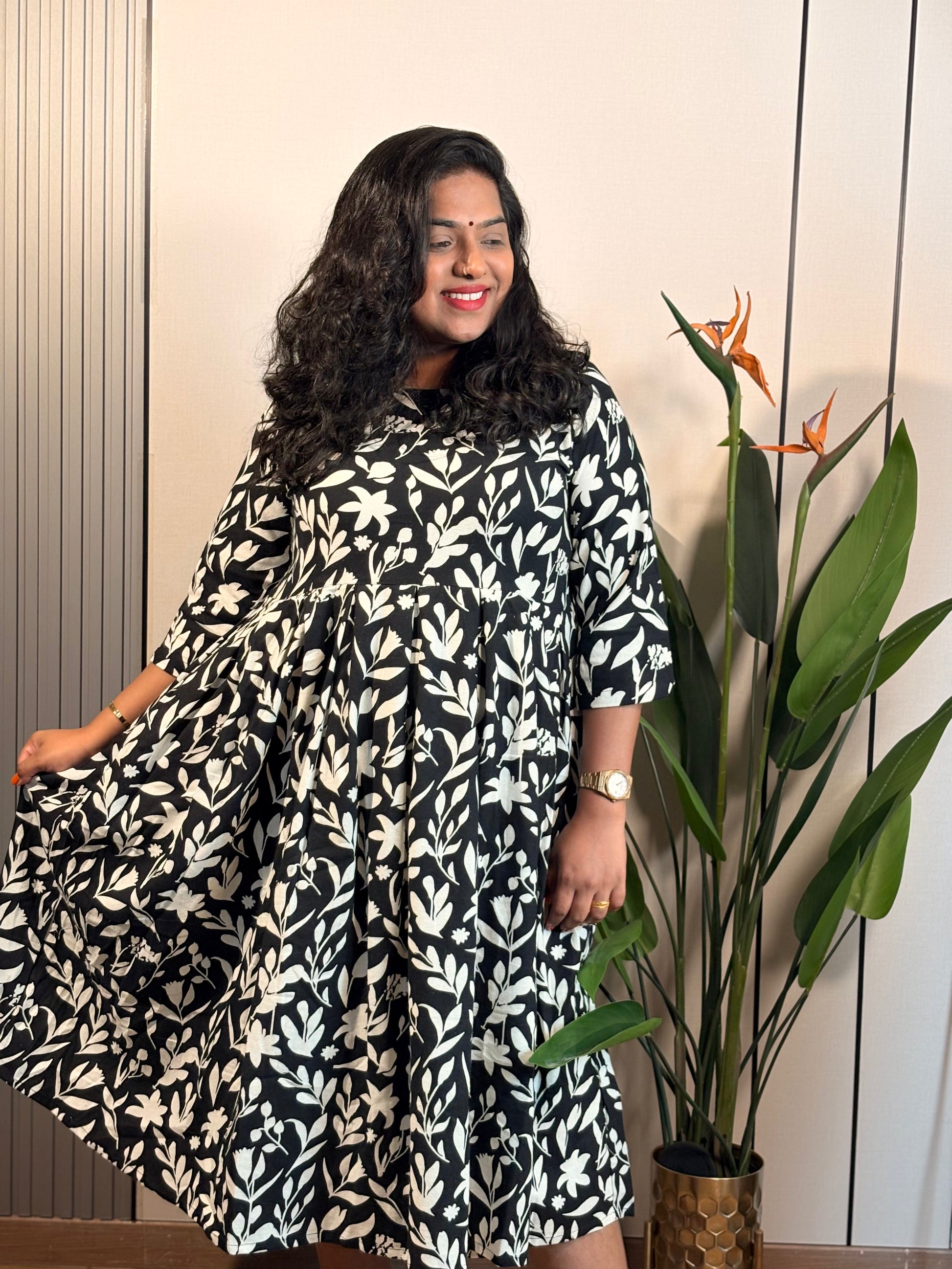 Black Floral Flow Dress