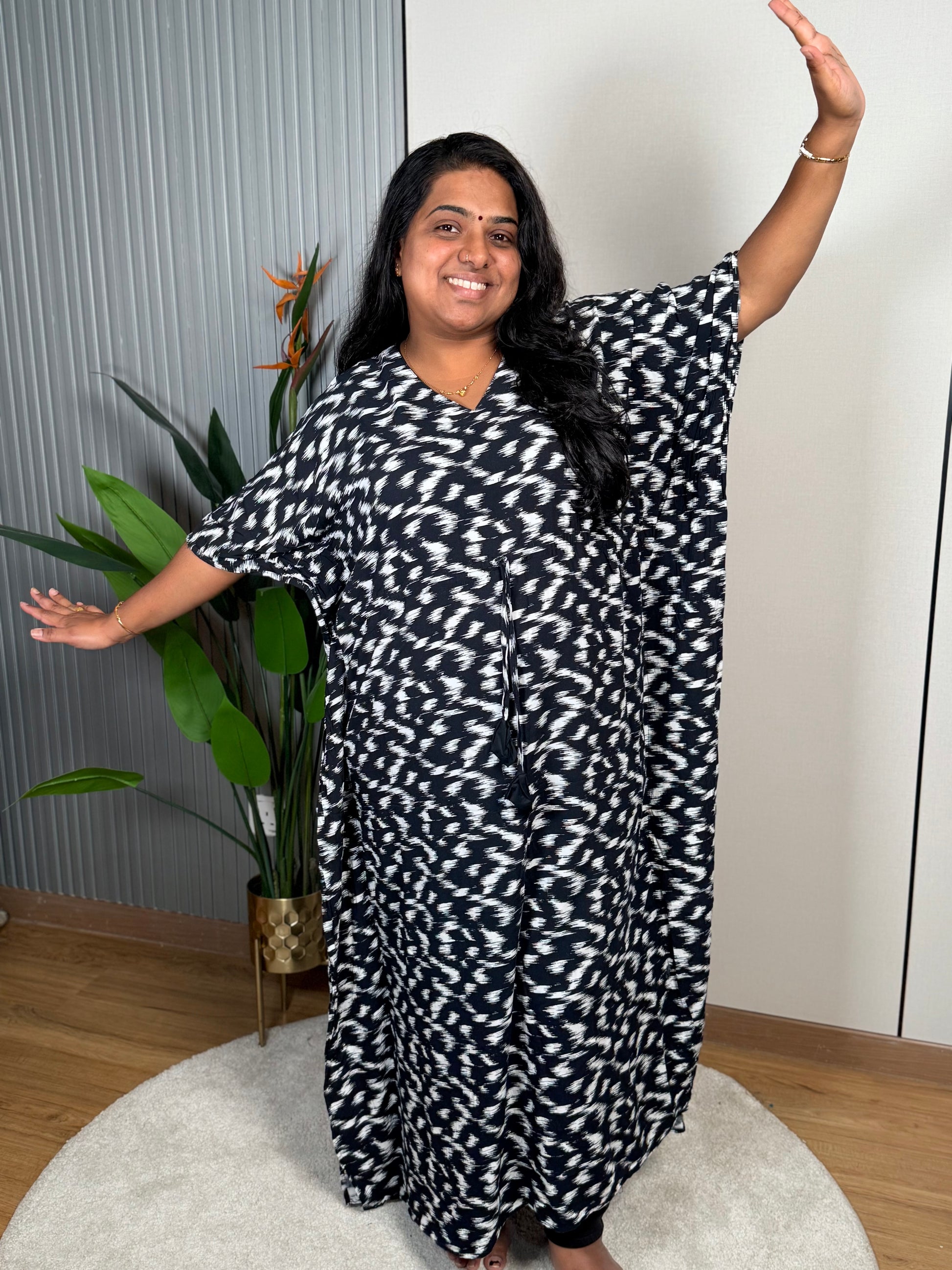 Midnight Black Kaftan Nightwear