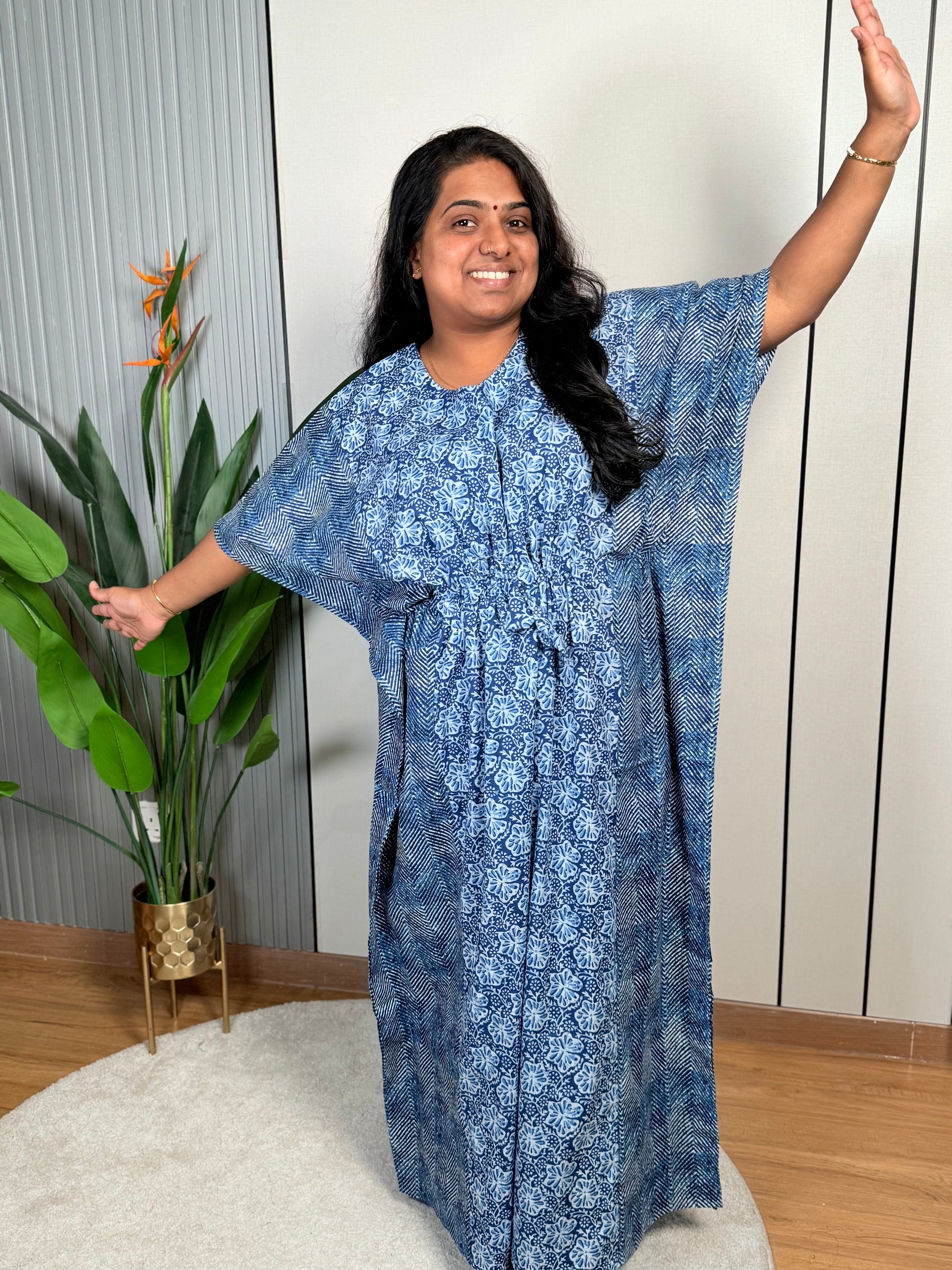 Blue Bloom Kaftan Nightwear