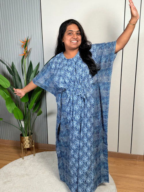 Blue Bloom Kaftan Nightwear