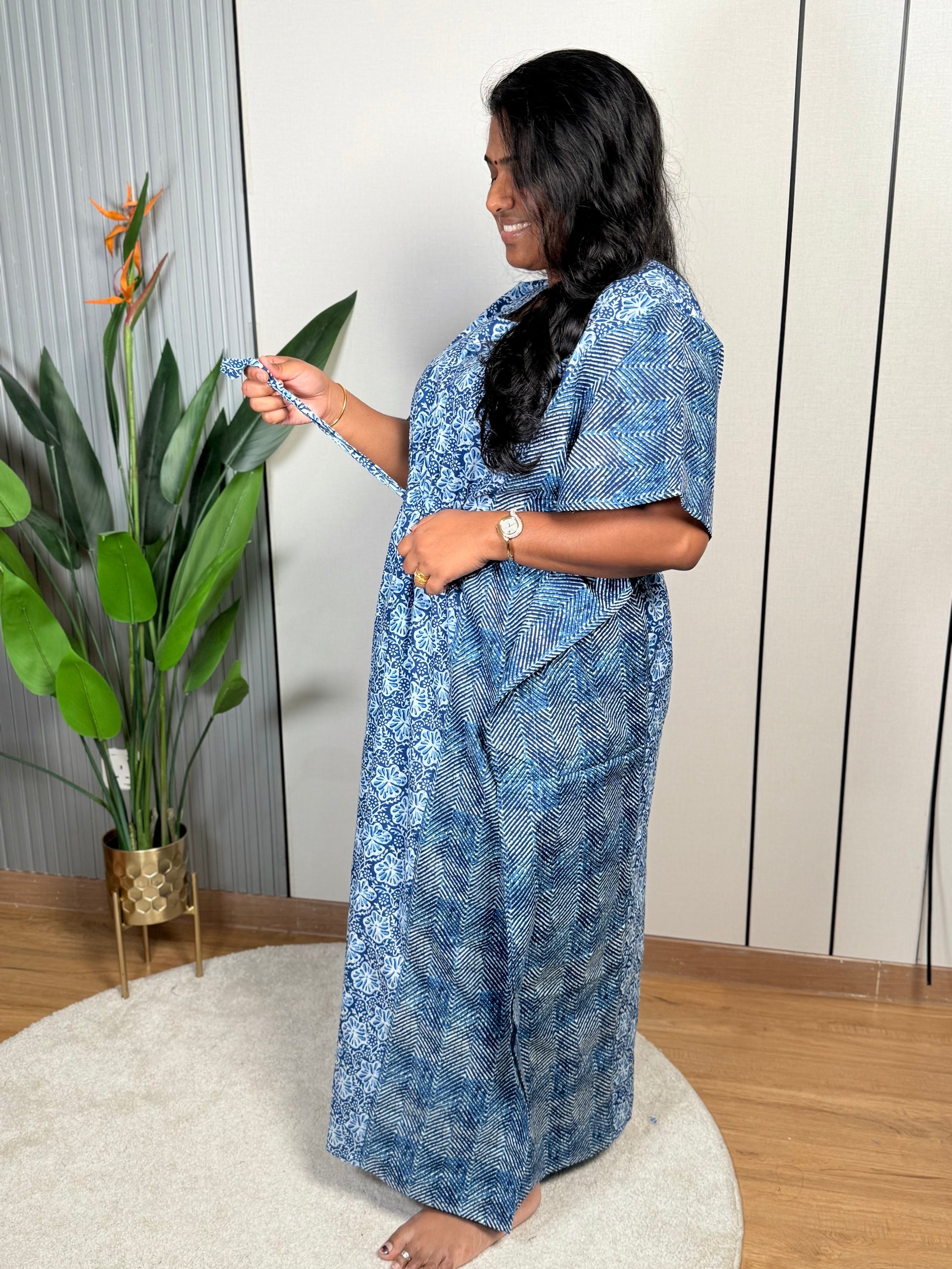 Blue Bloom Kaftan Nightwear