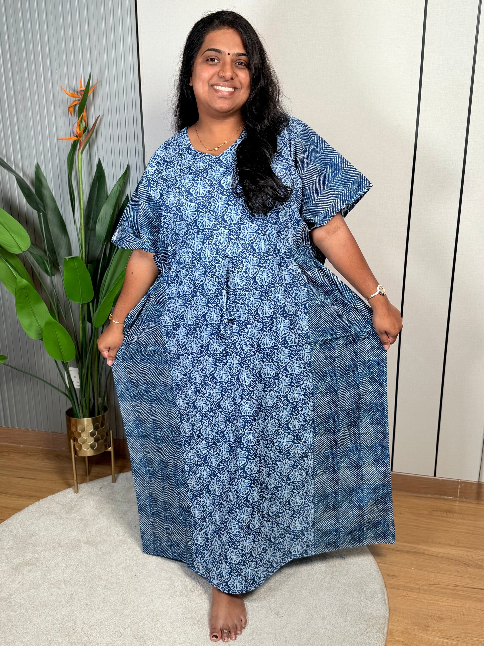 Blue Bloom Kaftan Nightwear