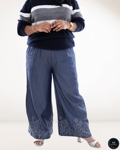 Denim Palazzo Plus Size Pants