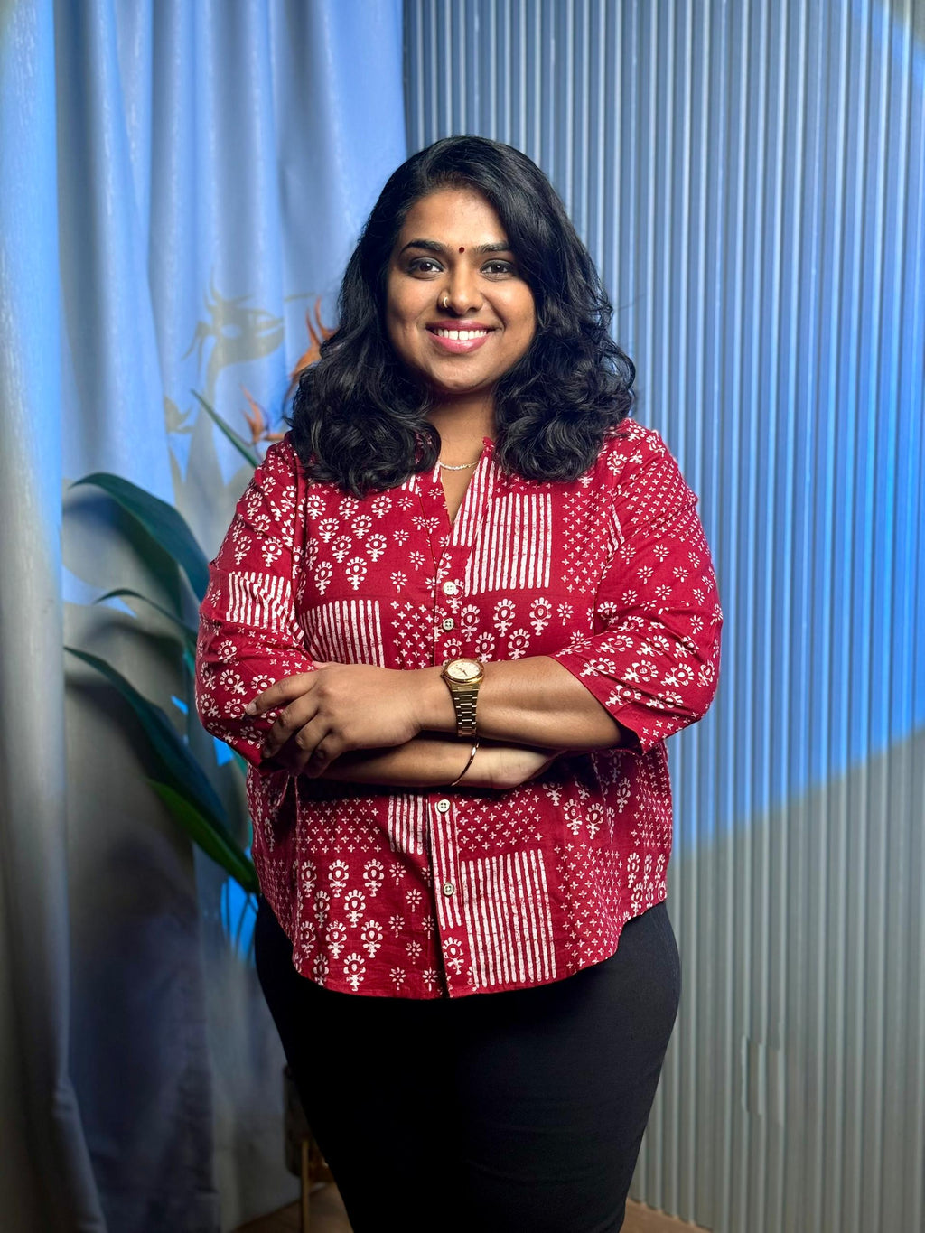 Classic Maroon Ethnic Cotton Shirt