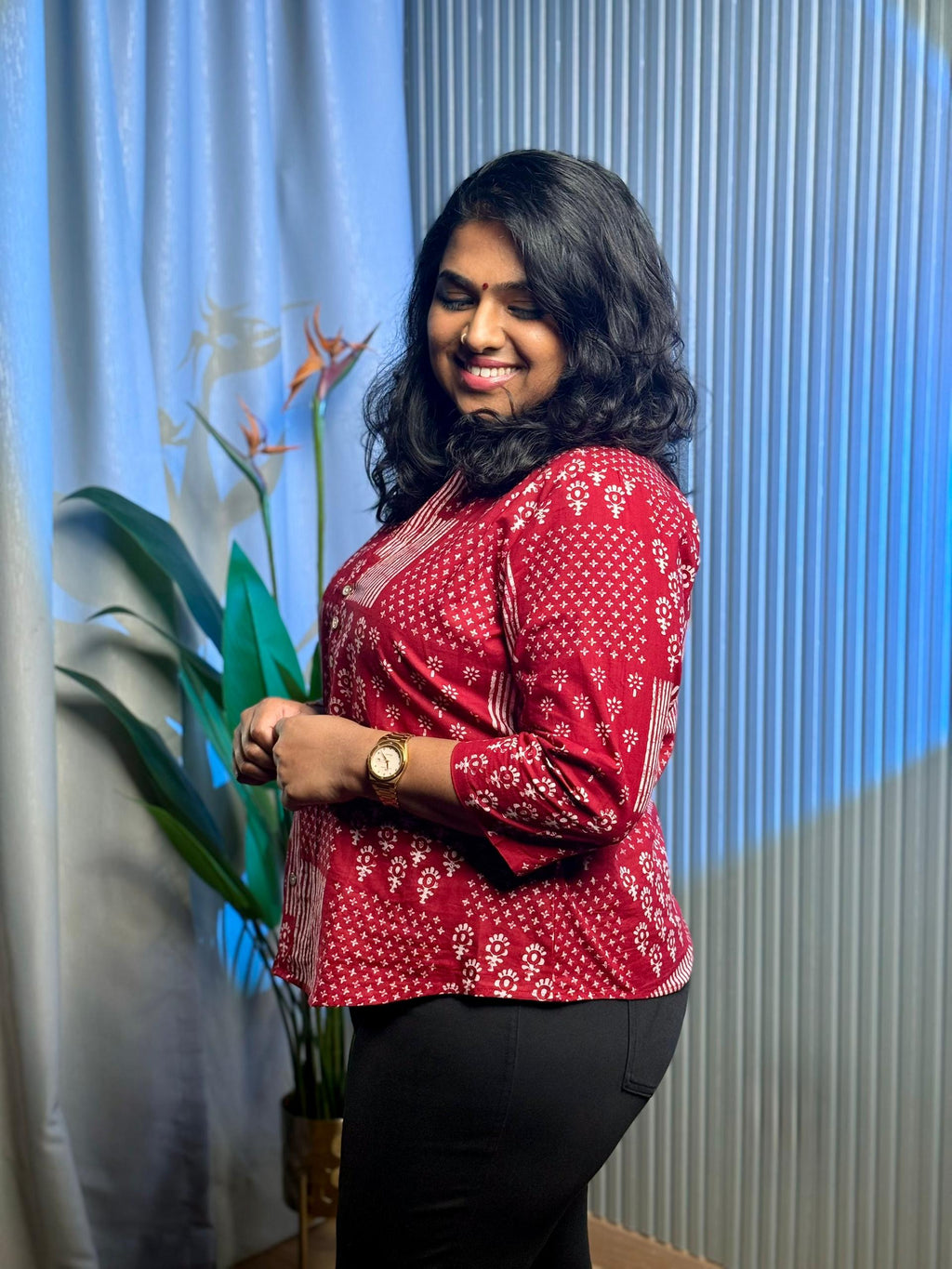 Classic Maroon Ethnic Cotton Shirt