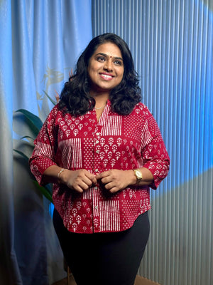 Classic Maroon Ethnic Cotton Shirt