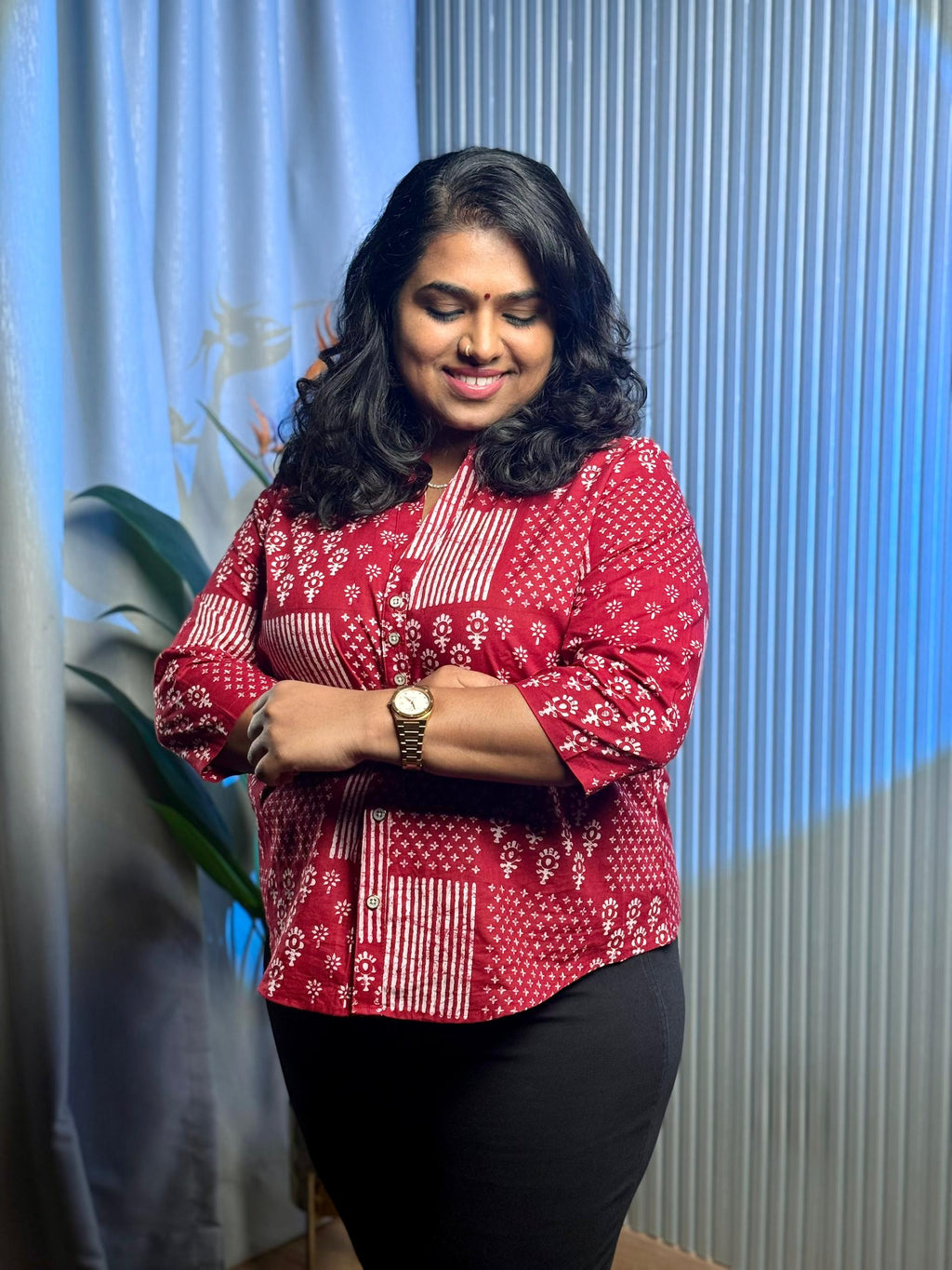 Classic Maroon Ethnic Cotton Shirt