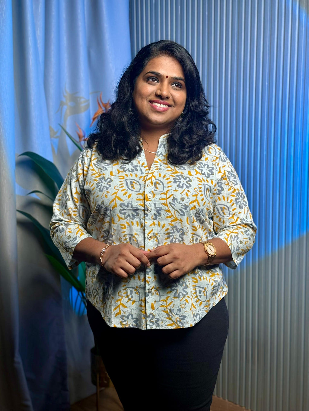 Ivory Bloom Floral Cotton Shirt