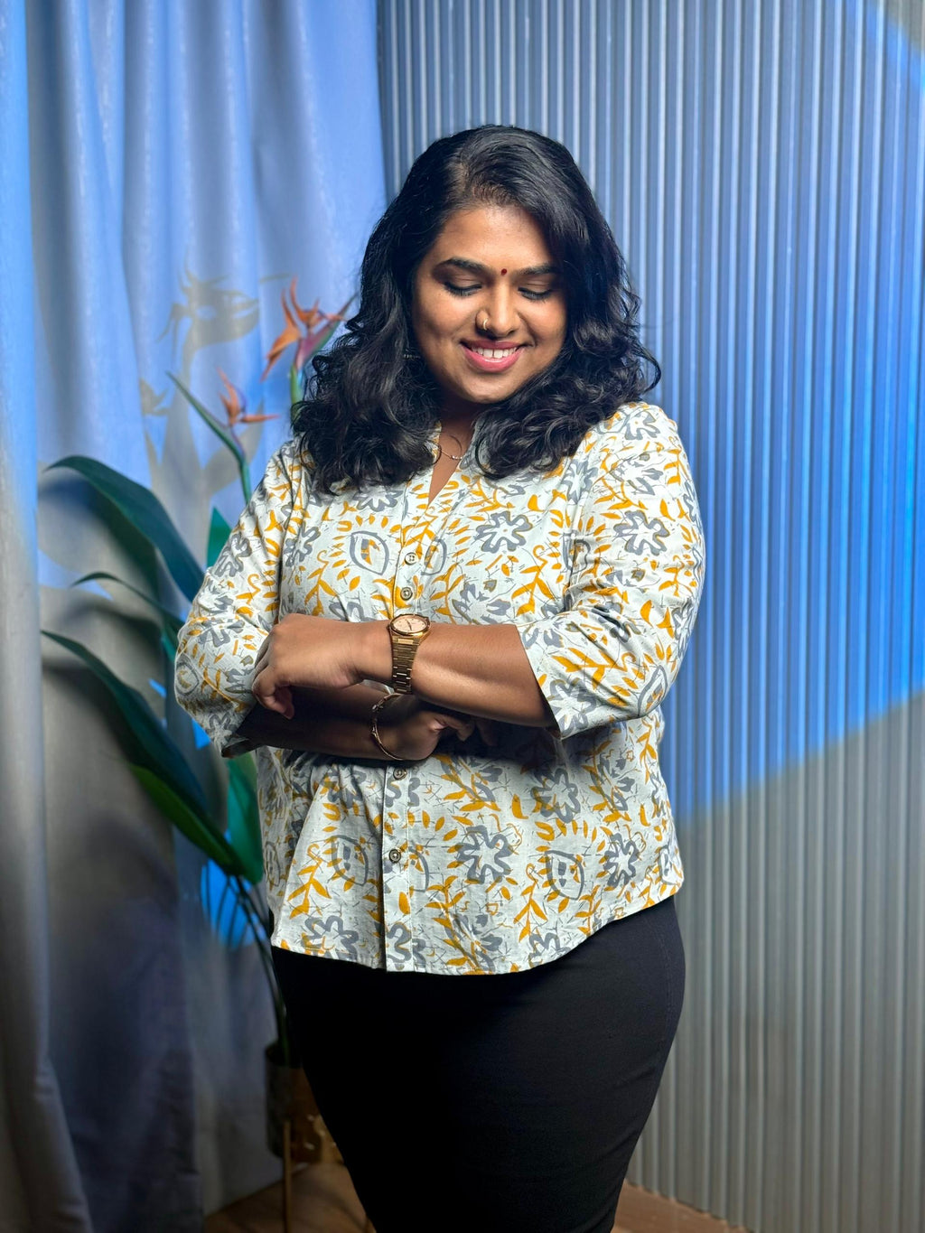 Ivory Bloom Floral Cotton Shirt