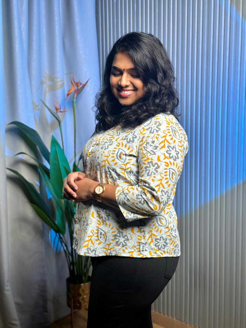 Ivory Bloom Floral Cotton Shirt